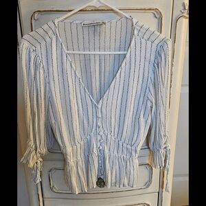 Abercrombie & Fitch Women's Striped White Top